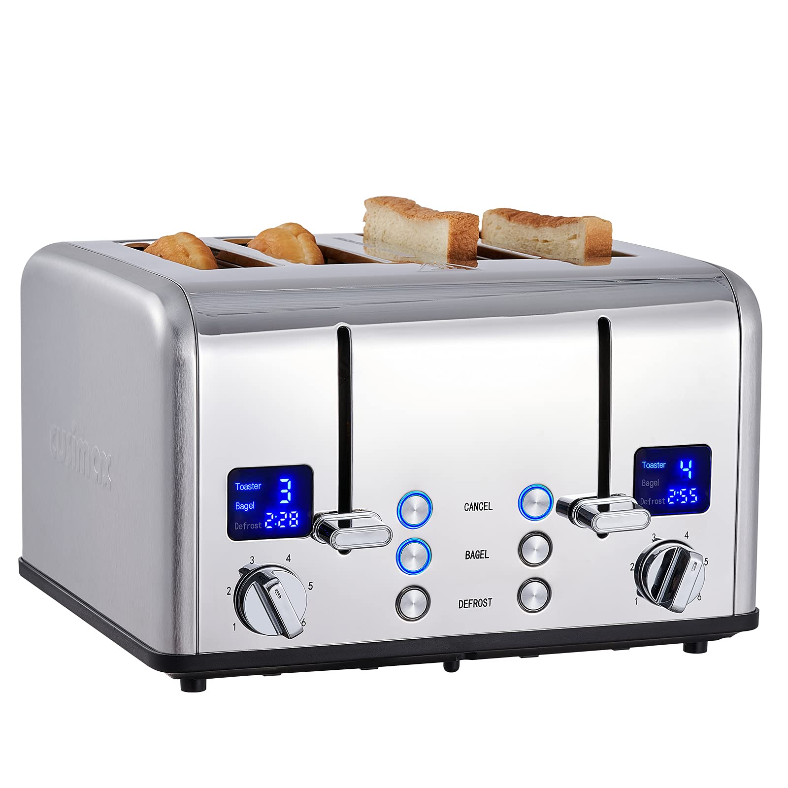 CUSIMAX Tostadora 4 rebanadas con pantalla LED para dorado preciso.