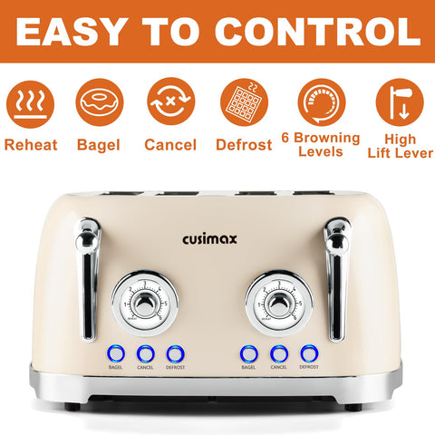 CUSIMAX acero inoxidable crema, paneles independientes para control cómodo