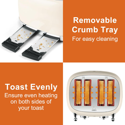 CUSIMAX bandeja de migas removible crema, limpieza sencilla