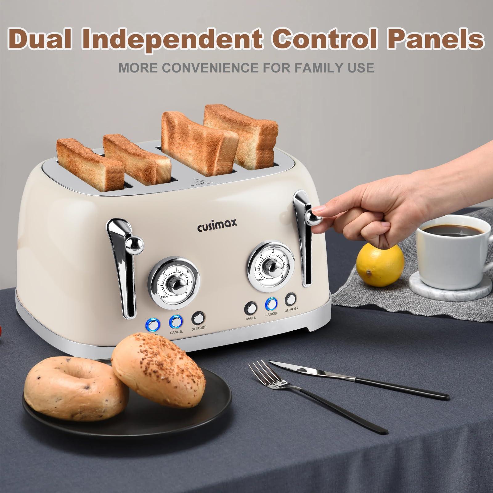 CUSIMAX funciones Bagel Cancel Defrost Reheat para panes variados