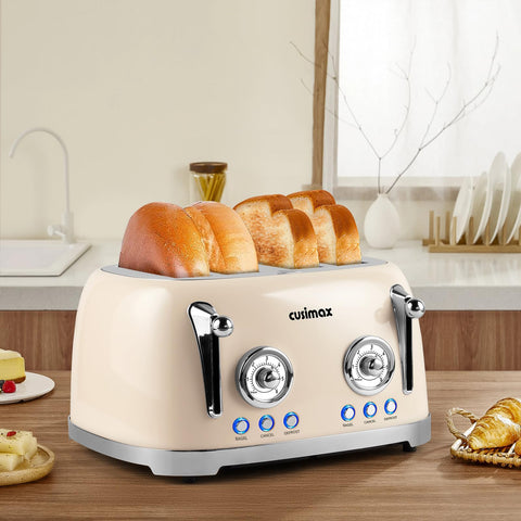 CUSIMAX tostadora de ranuras anchas crema para bagels, tostado uniforme