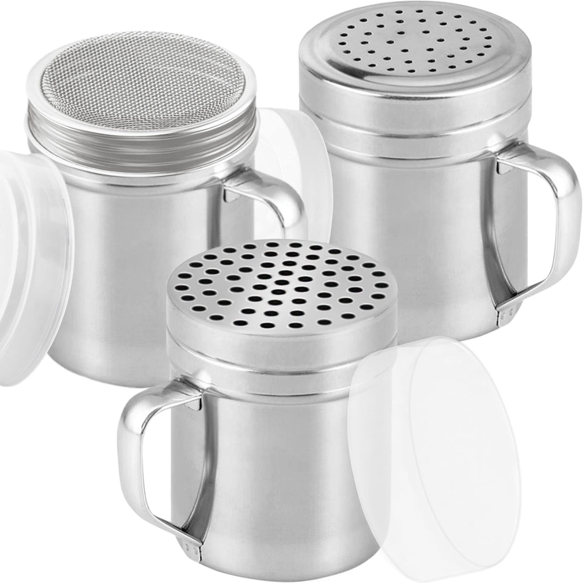 CUSINIUM: conjunto de zarandas 10 onzas en acero inoxidable con mango ergonómico.