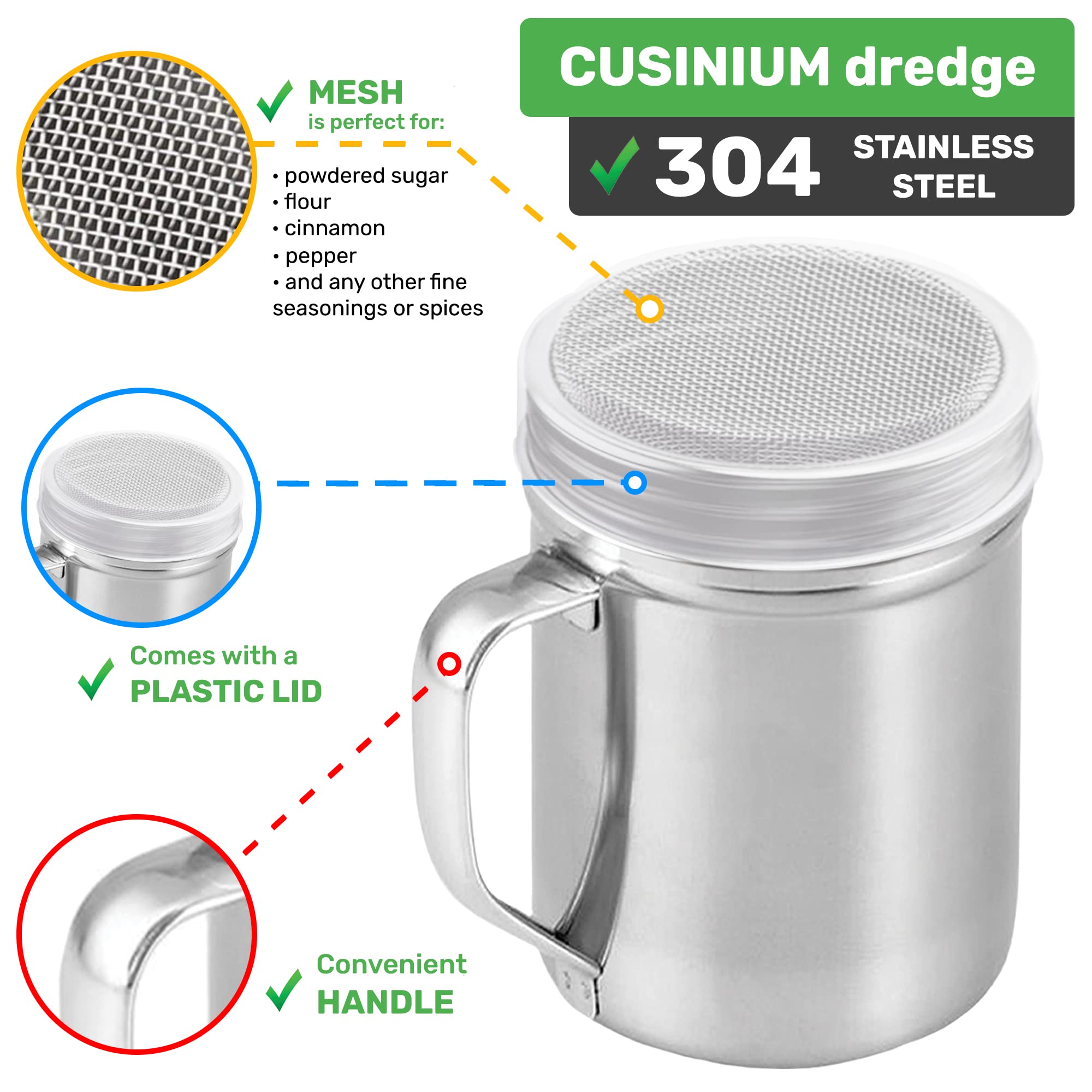 CUSINIUM dosificador de especias de 6 onzas con tapa, cocina ordenada