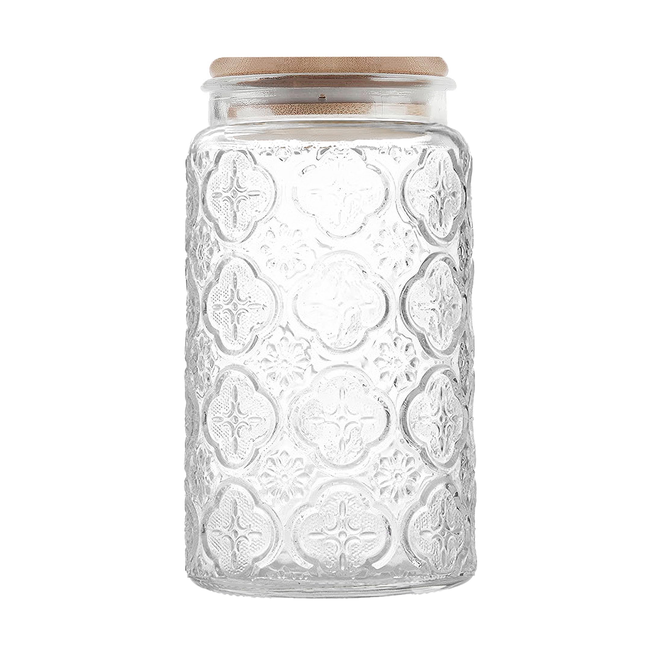 Custde tarros de vidrio con tapa de bambú para almacenar 1000 ml de alimentos secos.