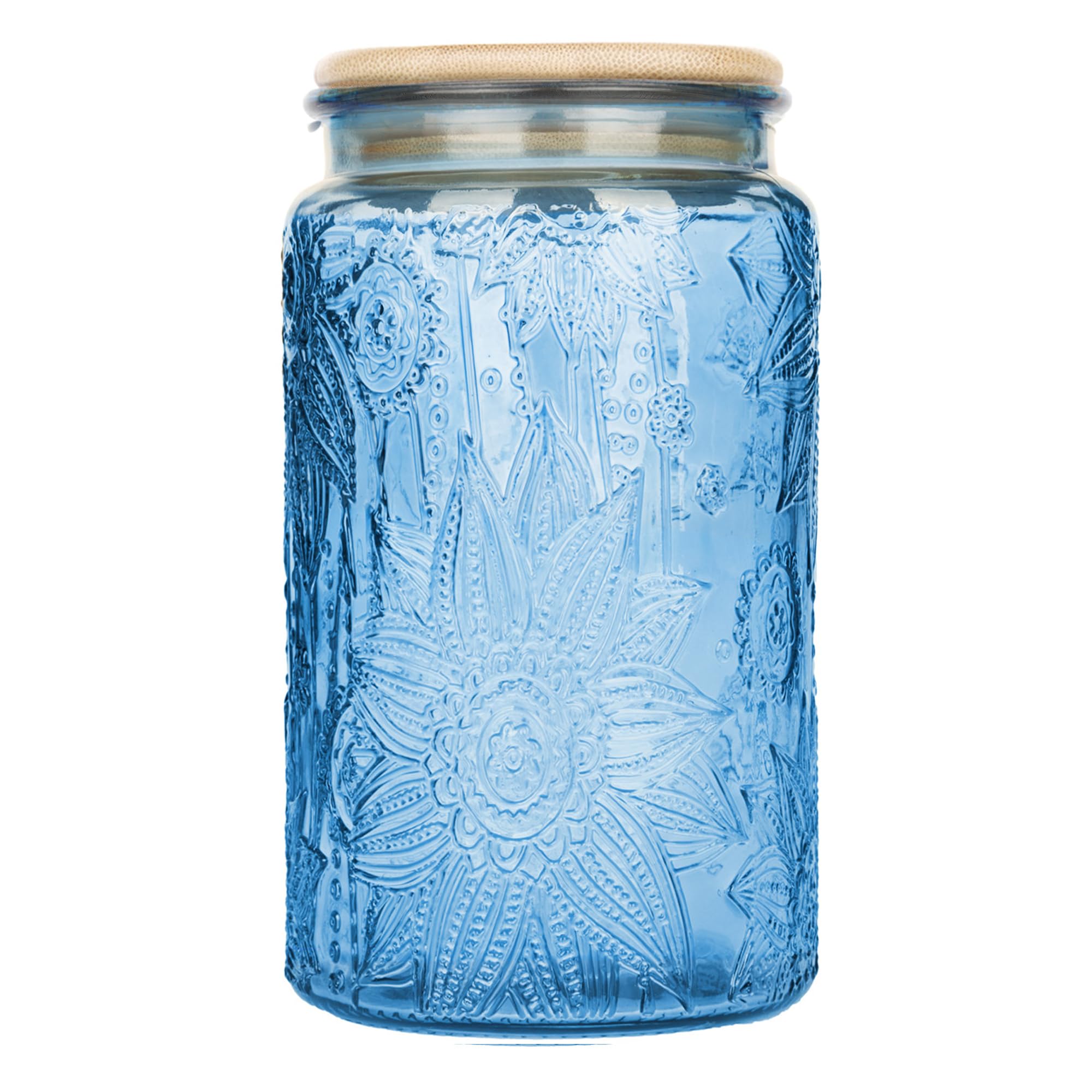 Frasco Custde de cristal con tapa de bambú, 35oz, mantiene el contenido seco.