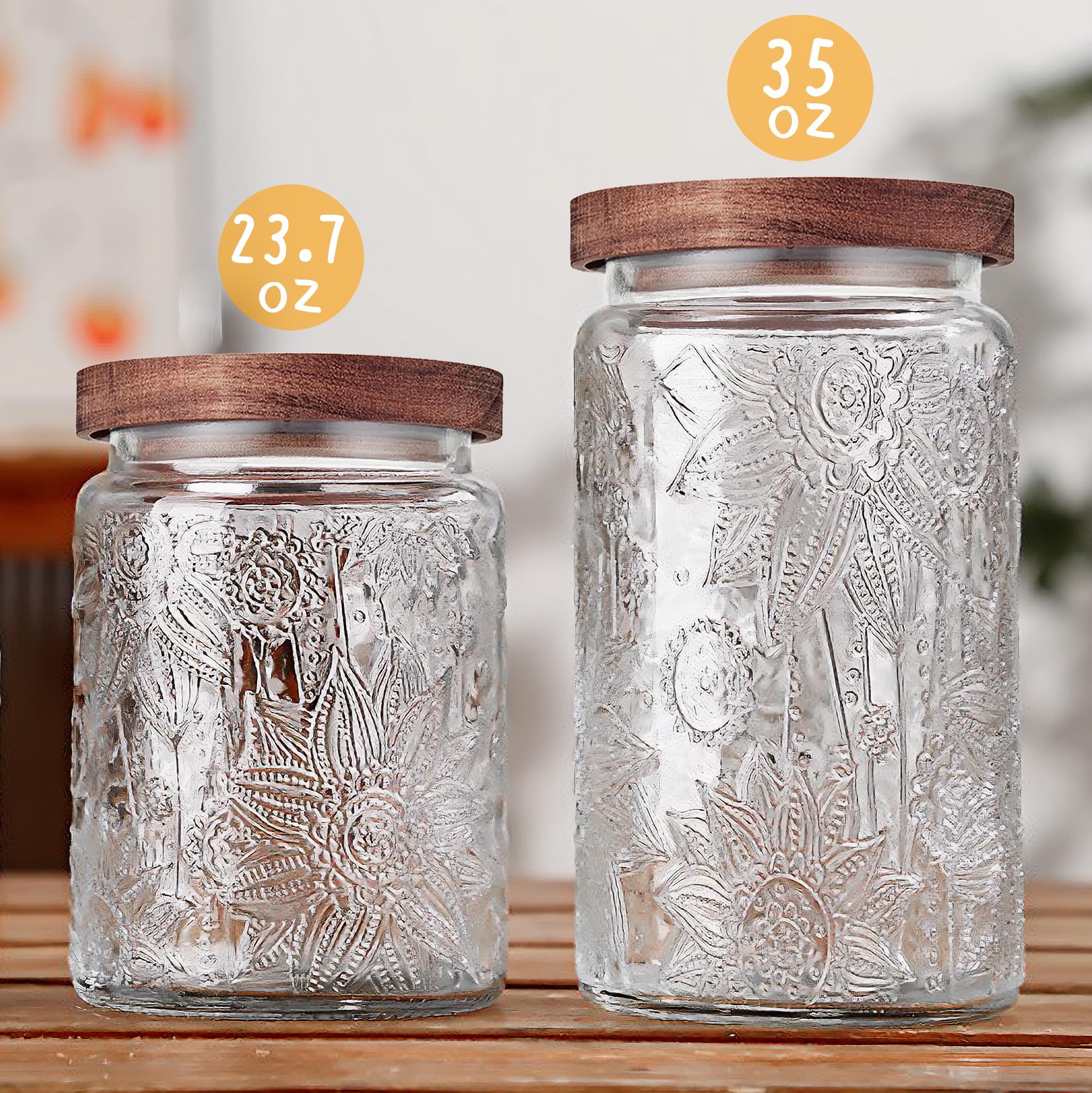 Custde tarro de cristal para cafe en granos, almacenamiento ordenado.
