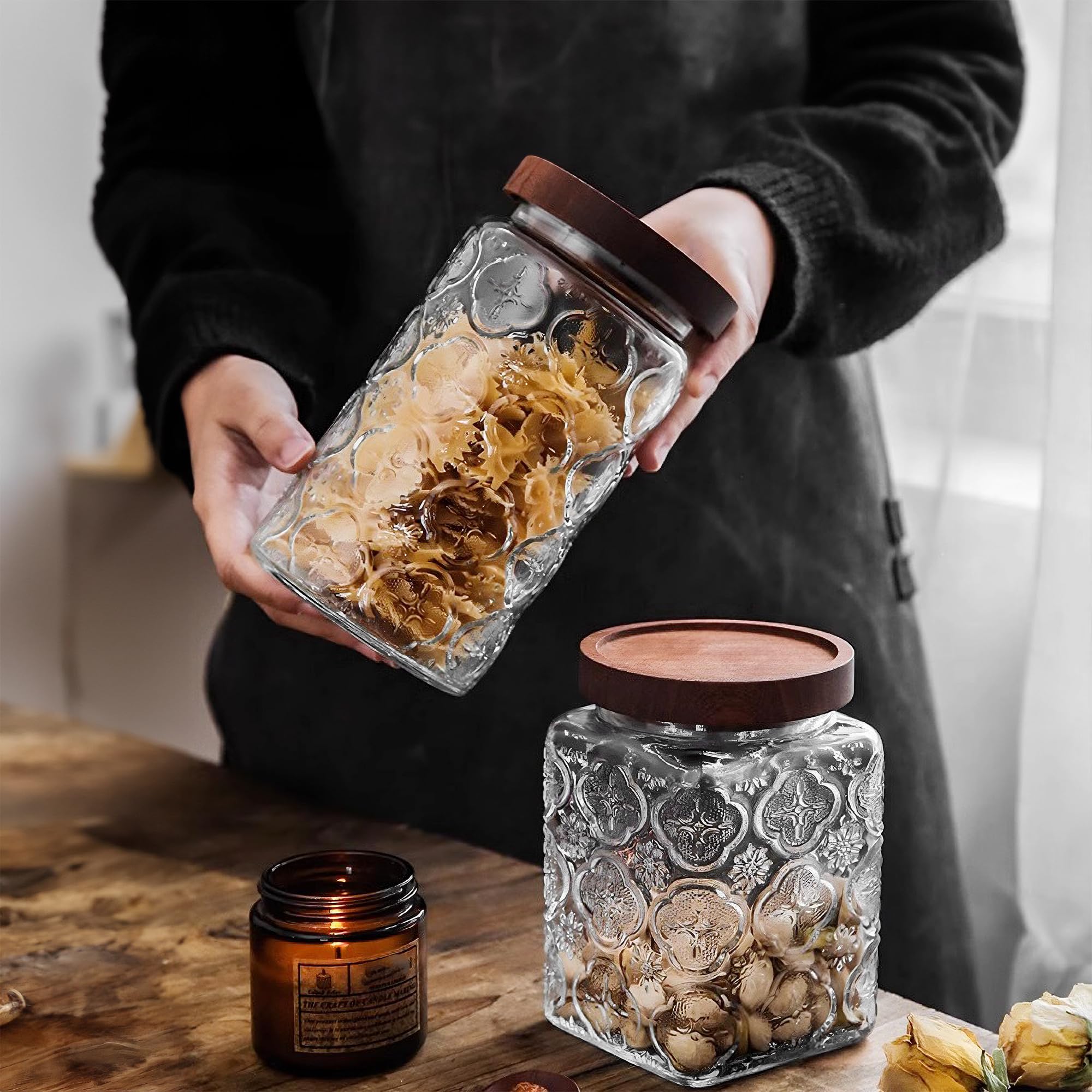 Custde tarro de cristal para galletas y dulces, decorativo.