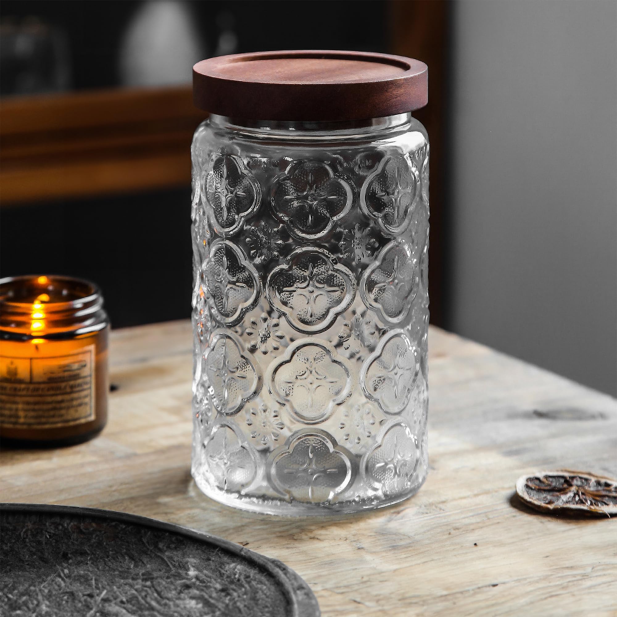 Custde tarro de cristal para sal y té, práctico.