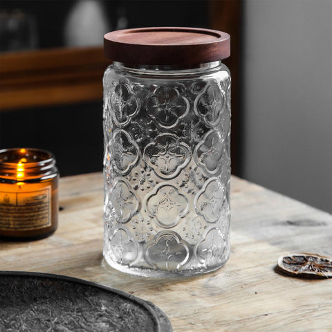Custde tarro de cristal para sal y té, práctico.