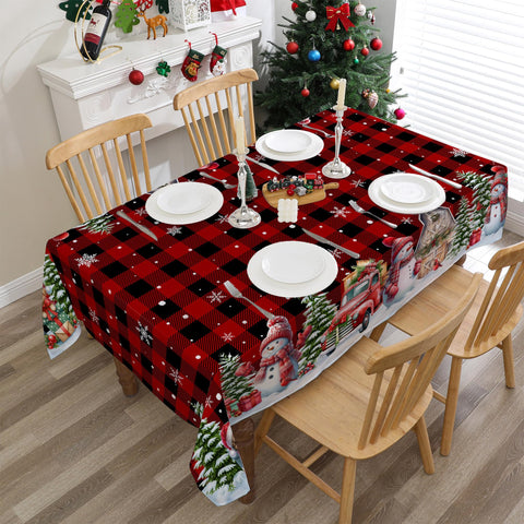 Mantel cusugbaso con dibujo de muñeco de nieve para decorar la mesa.
