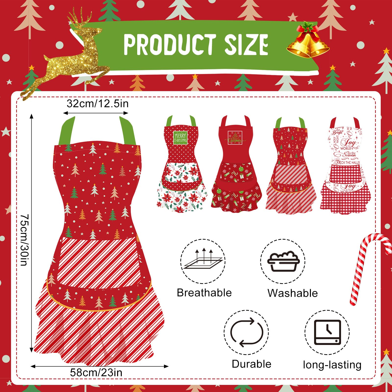 Delantal Cutecrop navidad, correa ajustable para un ajuste cómodo