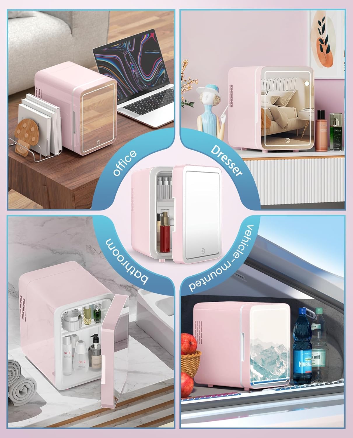 Puerta con luz LED para facilitar la rutina de belleza.