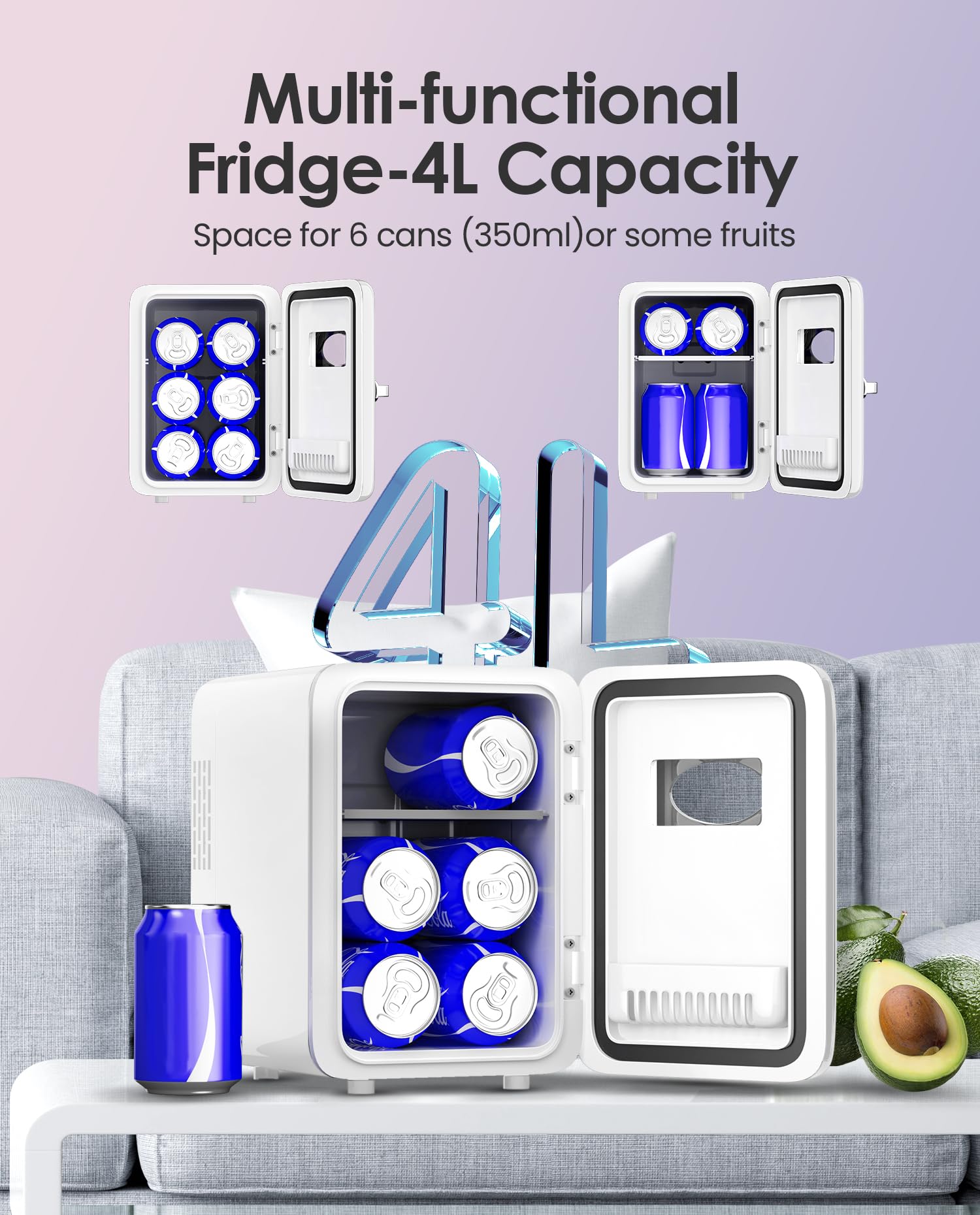 CUTIEWORLD Frigorífico de cuidado de la piel modos frío-calor para cosméticos y alimentos