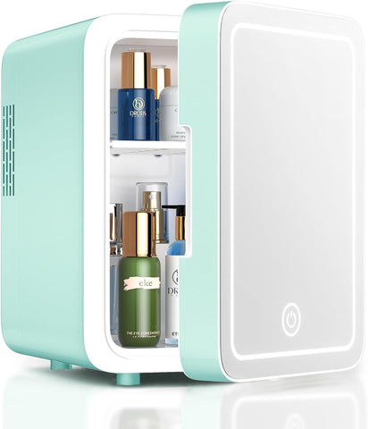 CUTIEWORLD Frigorífico con espejo y luz ajustable para cuidado facial