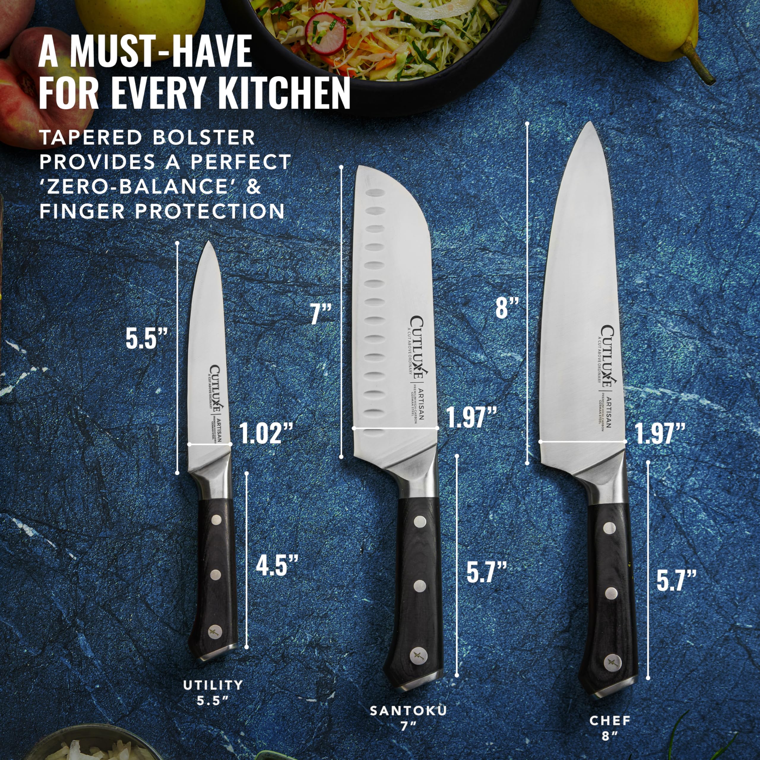 Cutluxe para uso diario en la cocina con acero de calidad