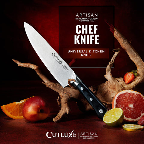 Cuchillo Cutluxe 8 pulgadas, funda incluida para almacenamiento seguro