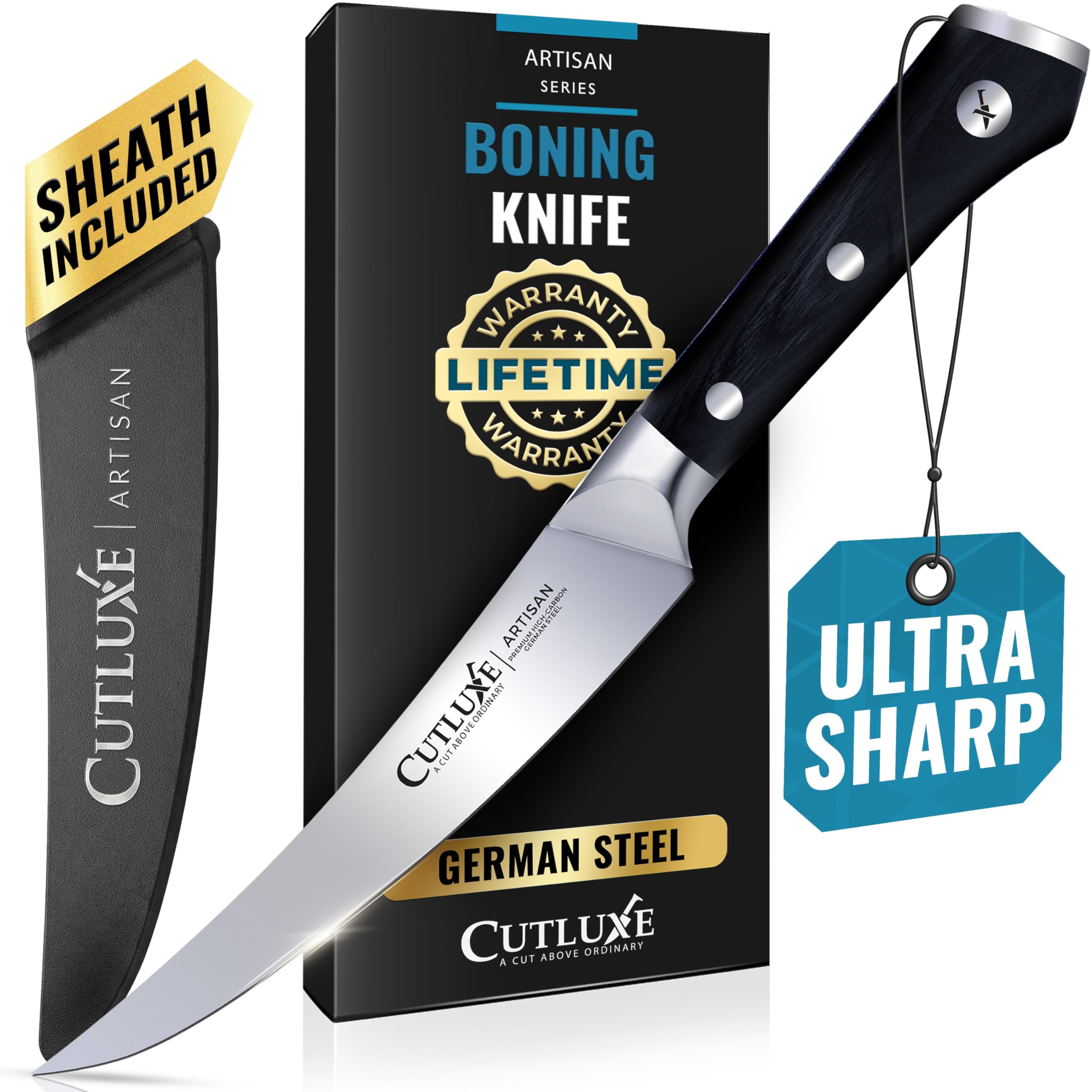 Cutluxe Cuchillo Deshuesar Curvo 6 pulgadas para filetear con precisión
