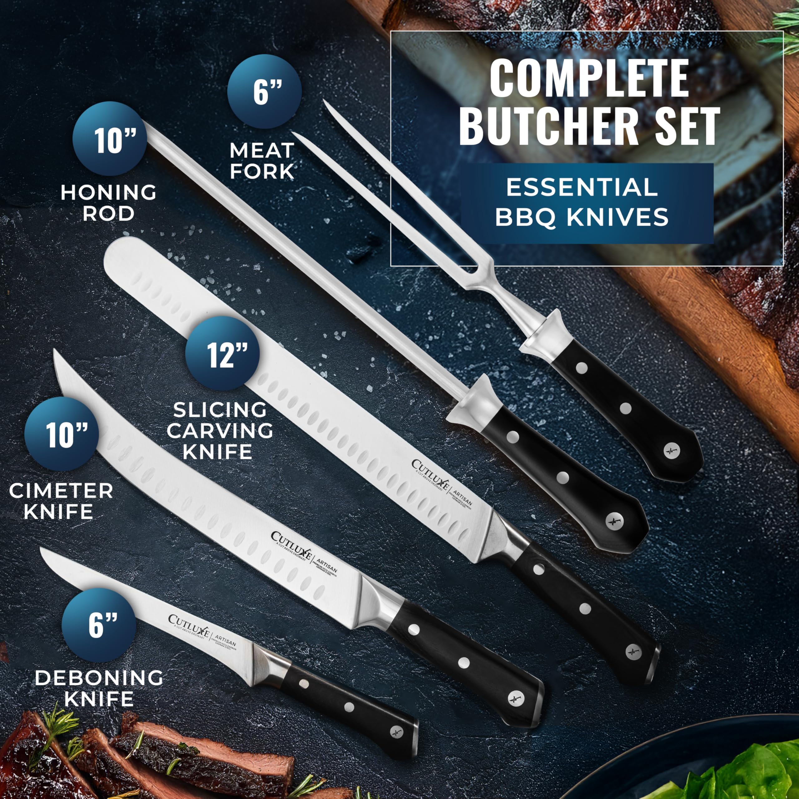 Cuchillo desmigador Cutluxe de 10 pulgadas para desmembrar primals con control