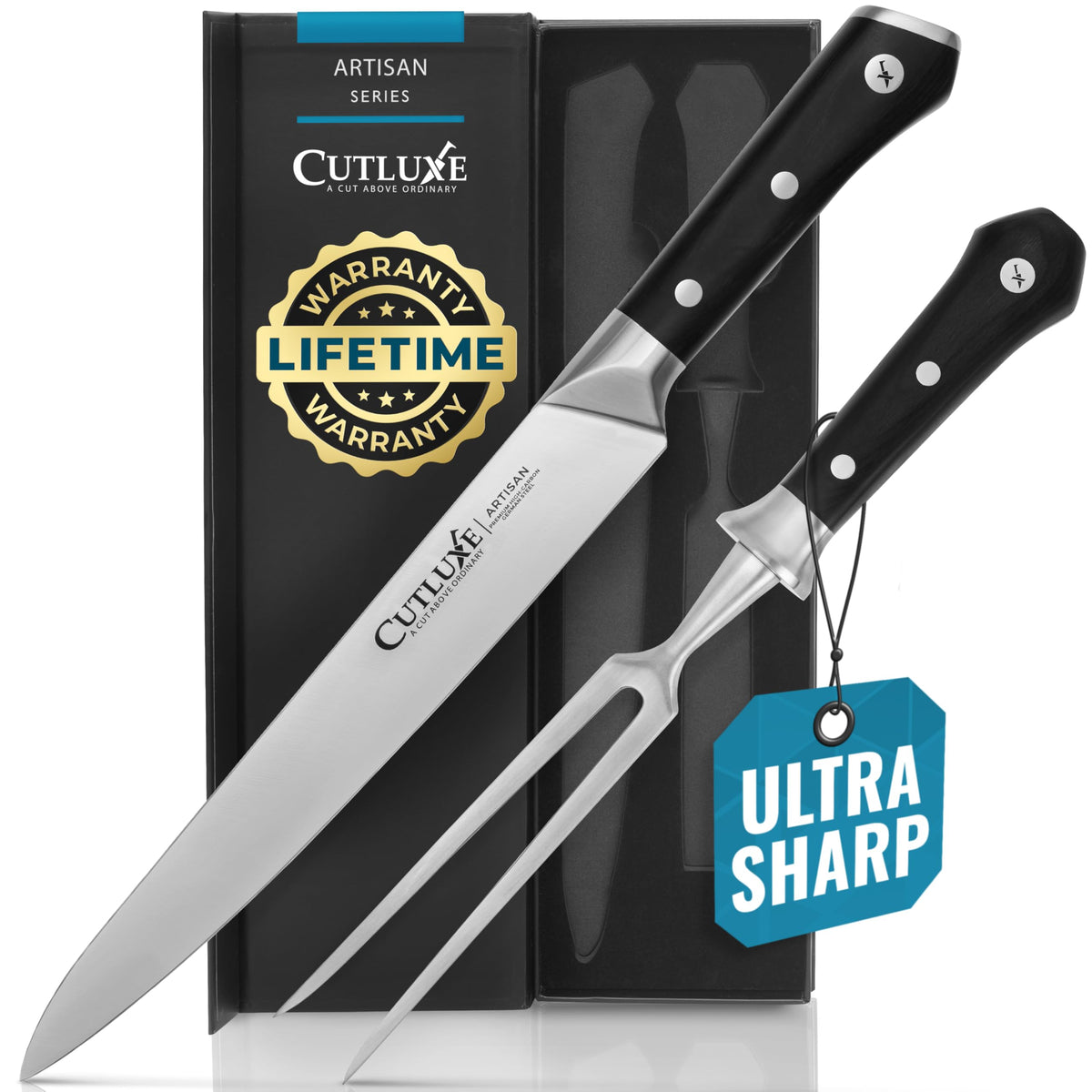 Cuchillo de pavo Cutluxe de 9 pulgadas para cortes precisos y jugosos.
