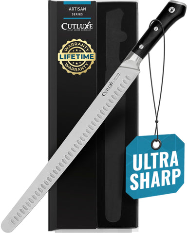 Cuchillo Cutluxe para rebanar extralargo de 14 pulgadas, precisión en carnes grandes.