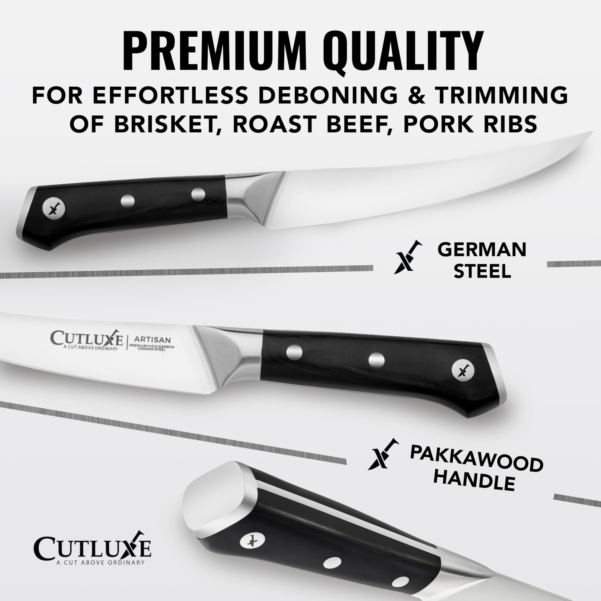 Cutluxe Hoja afilada 14-16 grados para cortes limpios en carnes y pescados