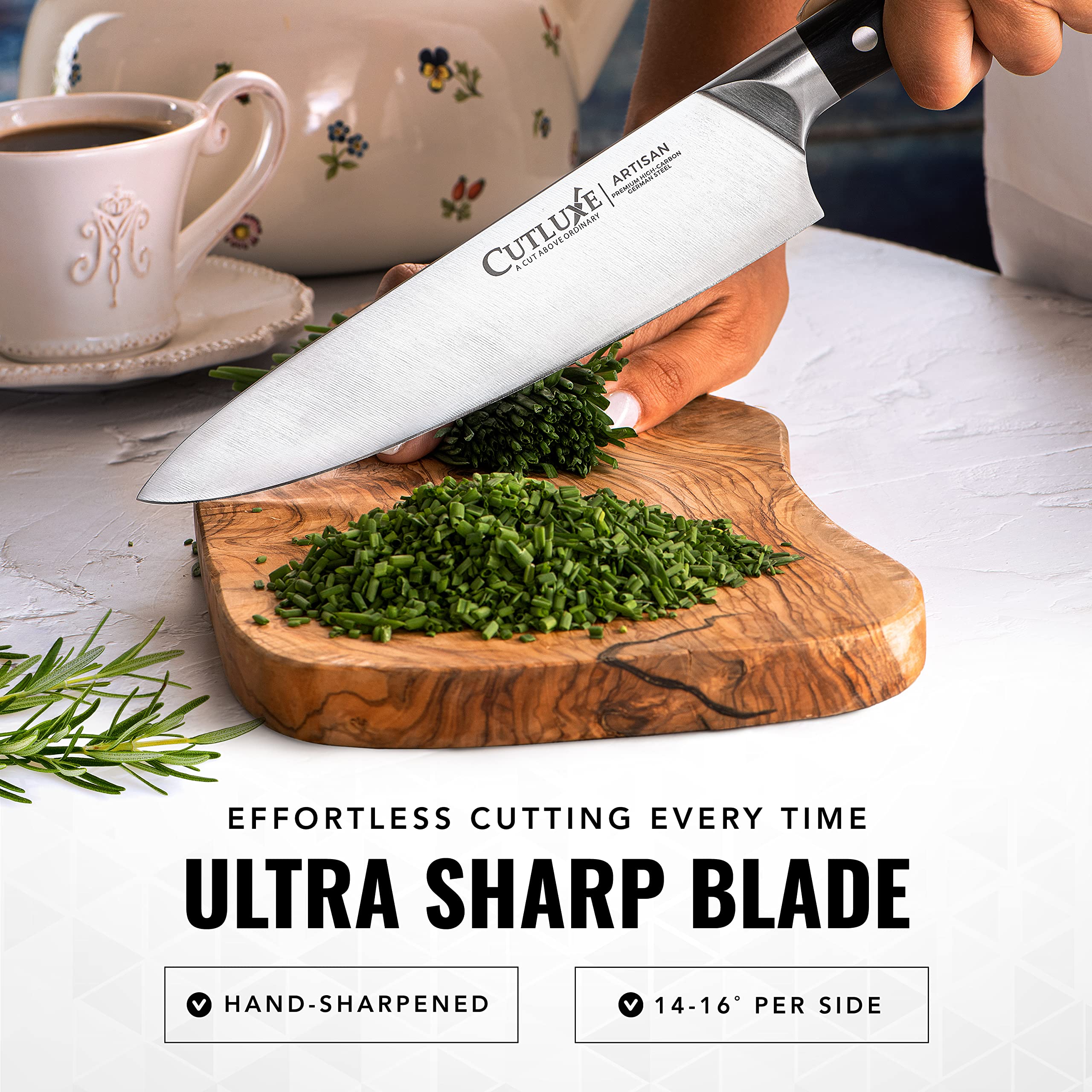 Cutluxe hoja afilada de acero alemán para cortes limpios