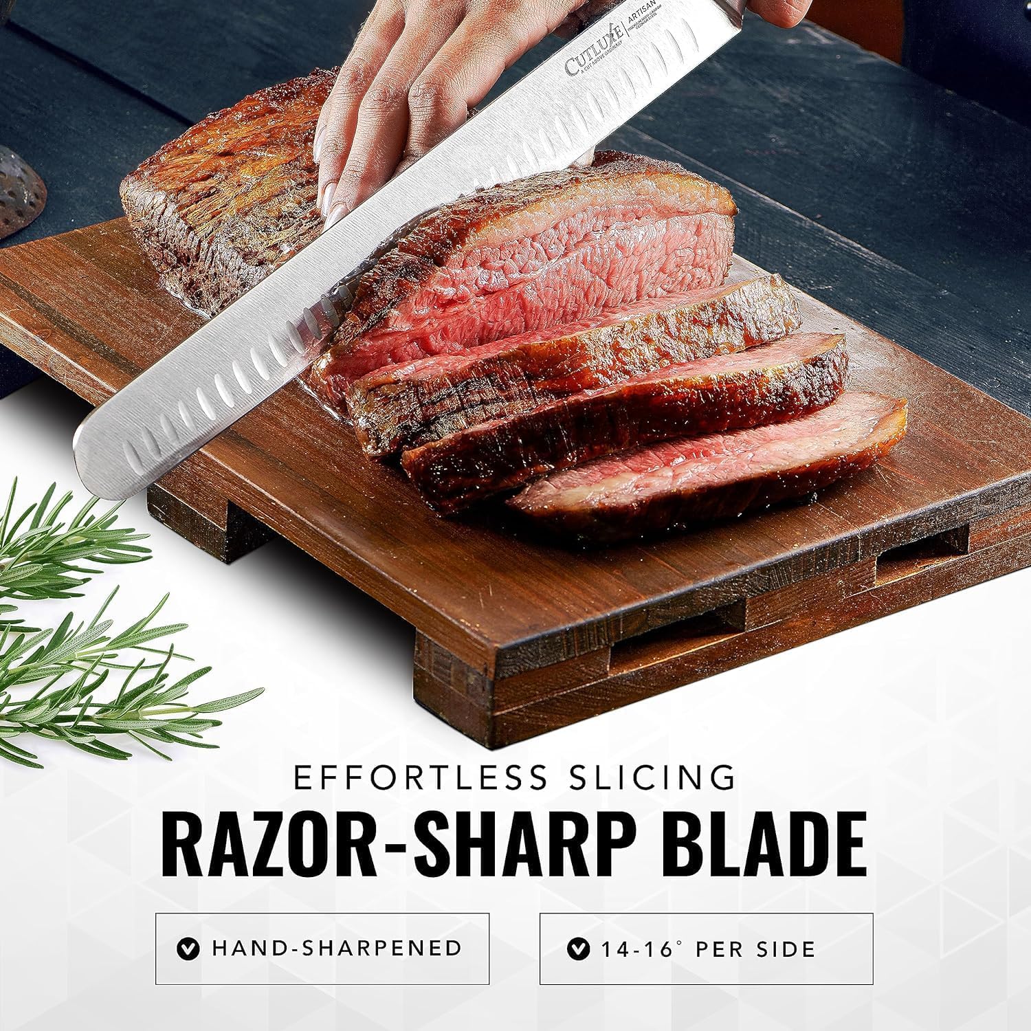 Hoja Granton Cutluxe de 12 pulgadas para evitar que la carne se pegue