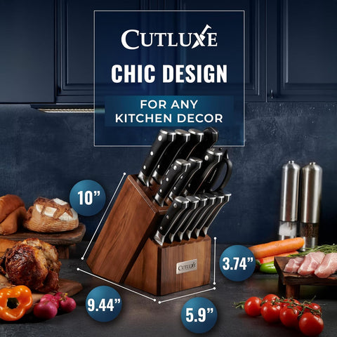 Cutluxe bloque nogal, base estable que añade elegancia y facilita el almacenamiento