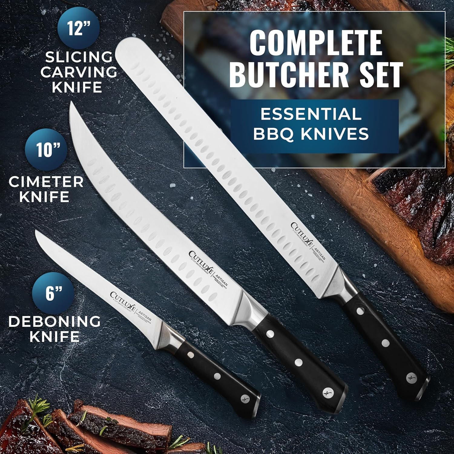 Cutluxe cuchillo deshuesar-6 para retirar grasa y deshuesar con control.