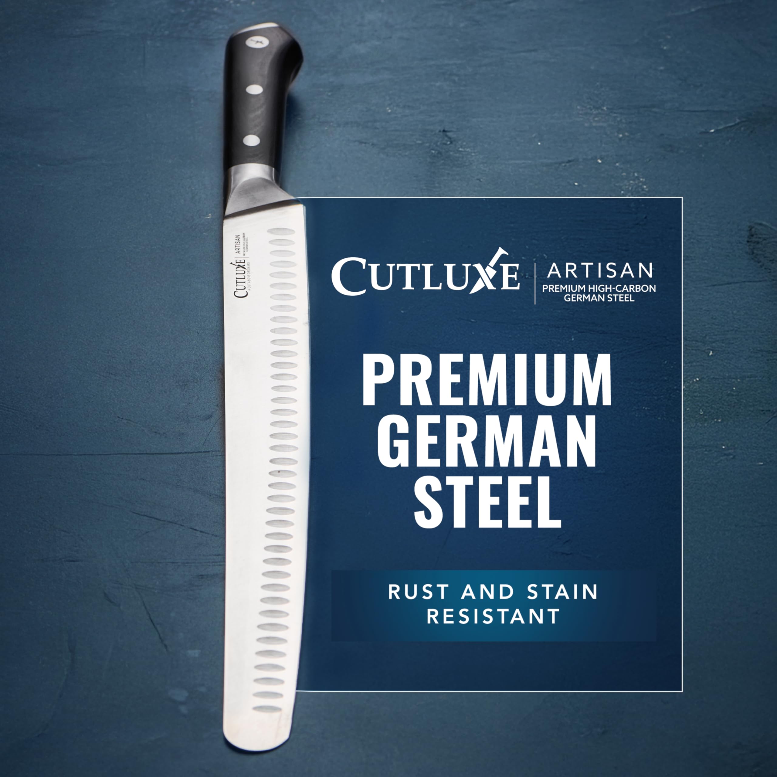 Mango duradero Cutluxe para uso prolongado en cocina.
