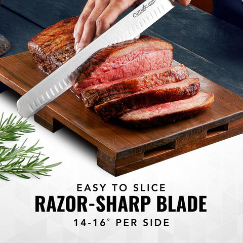 Mango ergonómico Cutluxe con espiga completa para usar durante el asado