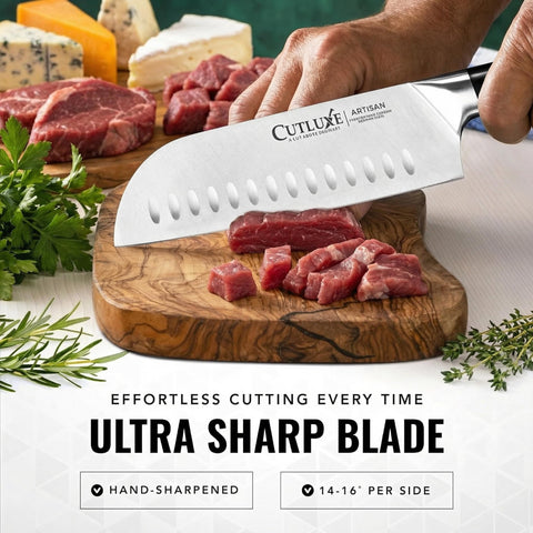 Cutluxe Santoku hoja afilada para minuciosos cortes de alimentos