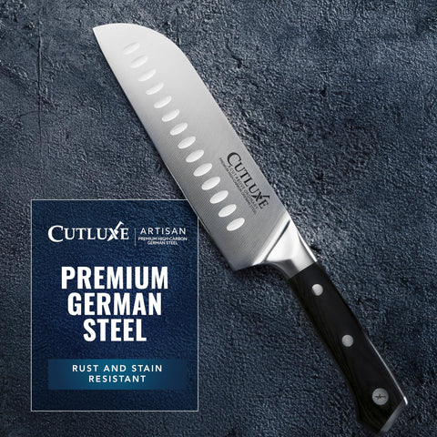Cutluxe Santoku serie Artesanal acabado laminado para higiene