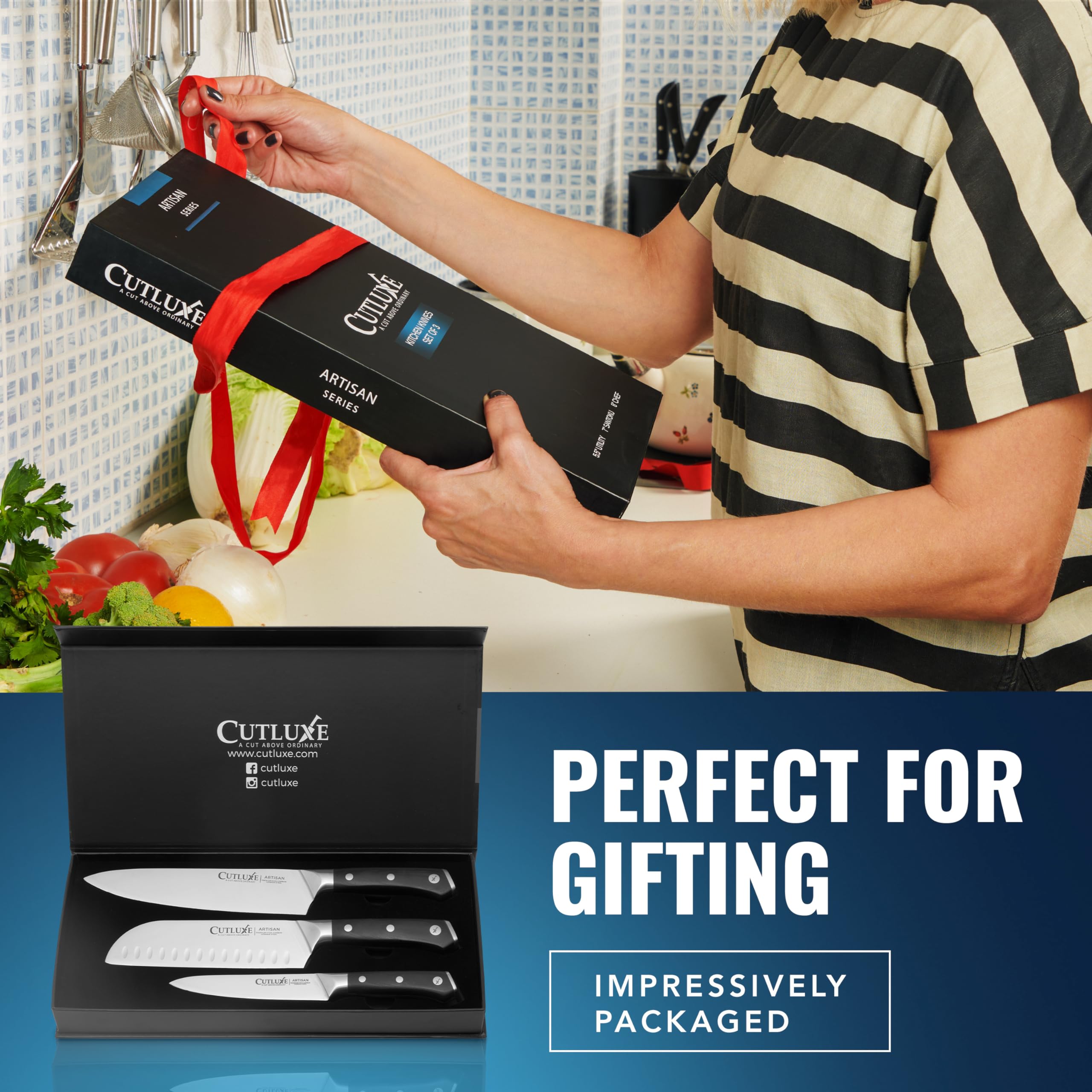 Cutluxe serie artesano conjunto de cuchillos para chefs