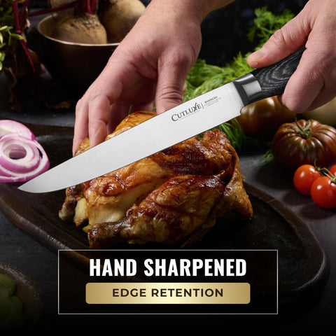 Cuchillo Cutluxe Shinobi de 5 pulgadas utilidad para tareas rápidas.