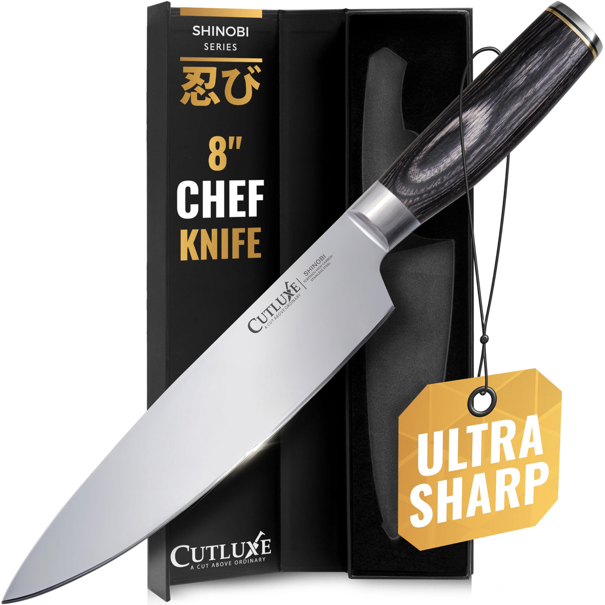 Cuchillo Shinobi de 8 pulgadas con hoja de alto carbono para cortes precisos