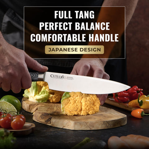 Diseño asiático elegante de Cutluxe Shinobi en la cocina