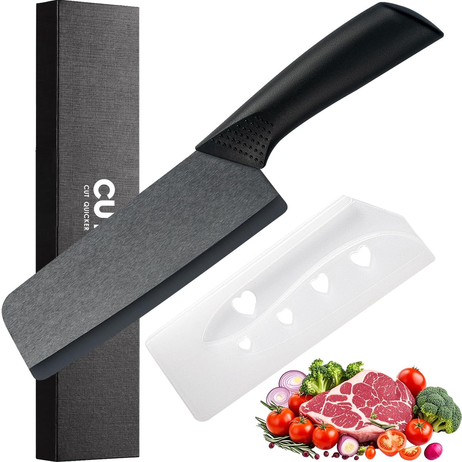Cutqiz Nakiri 6 pulgadas con cubierta: almacenamiento seguro y práctico.