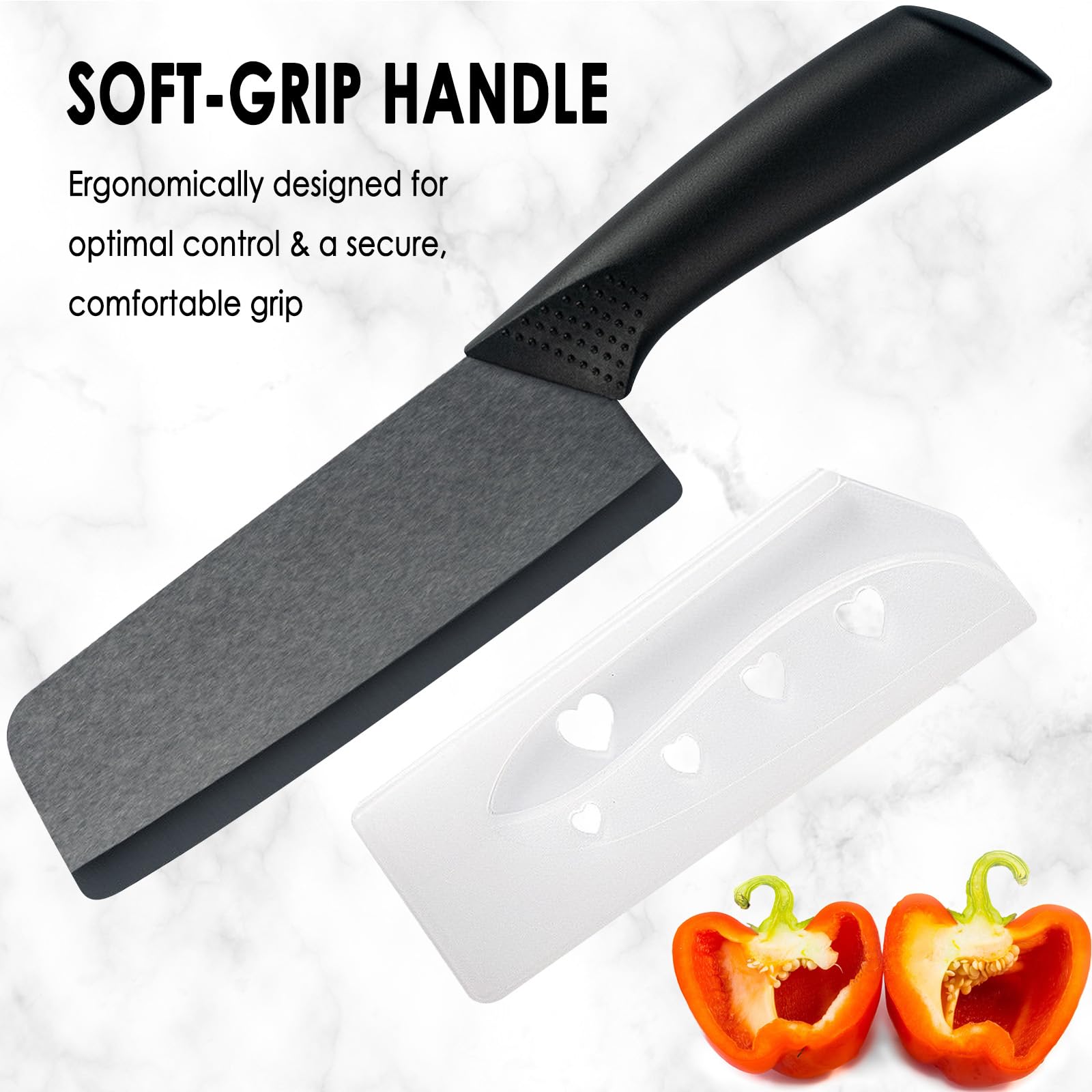 Cutqiz Nakiri cerámica: borde recto para cortes uniformes.