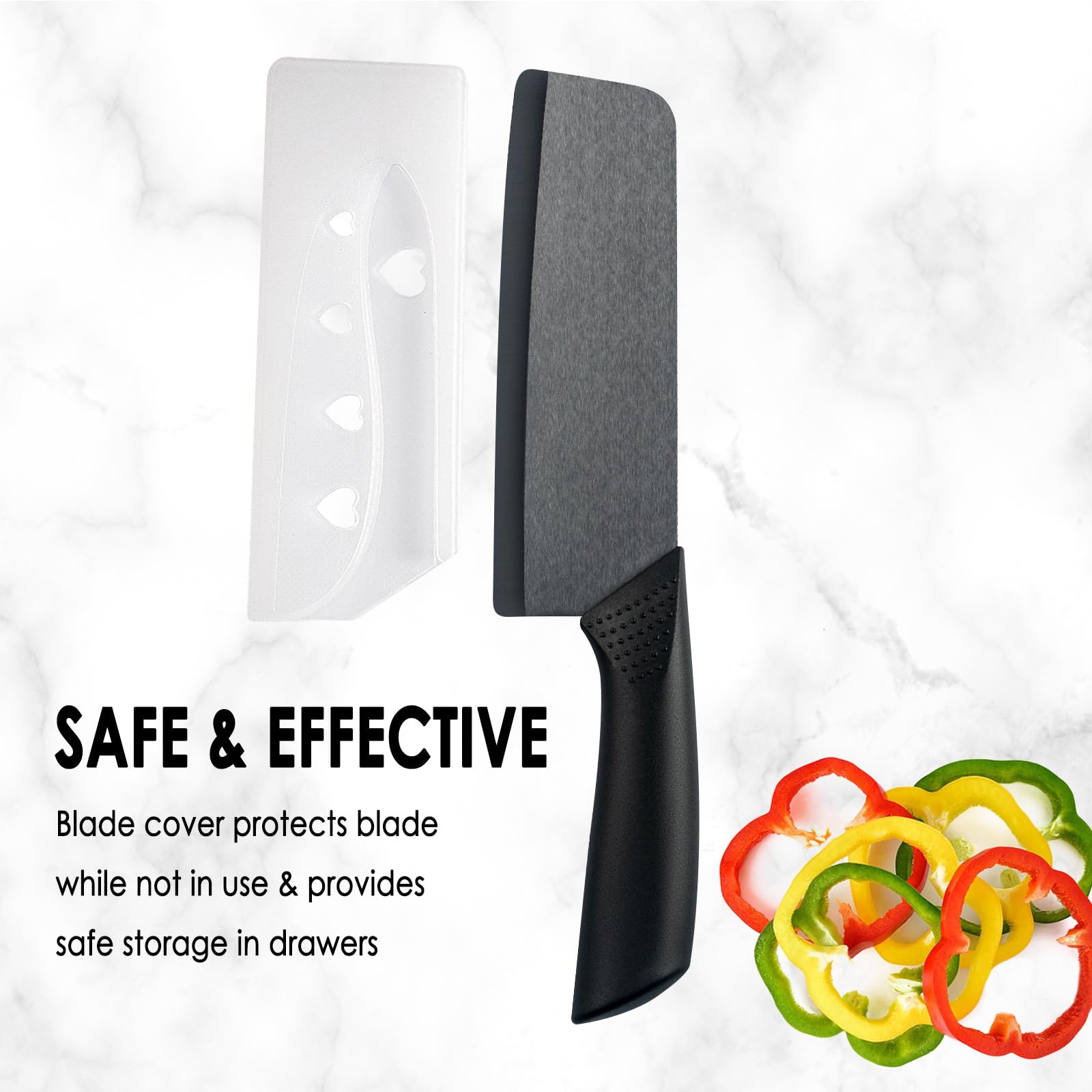 Cutqiz Nakiri mango ergonómico: agarre cómodo y control estable.
