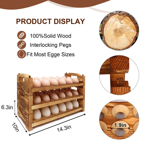 CVHOMEDECO organizador-huevos-54-huevos en madera, ideal para encimera ordenada.