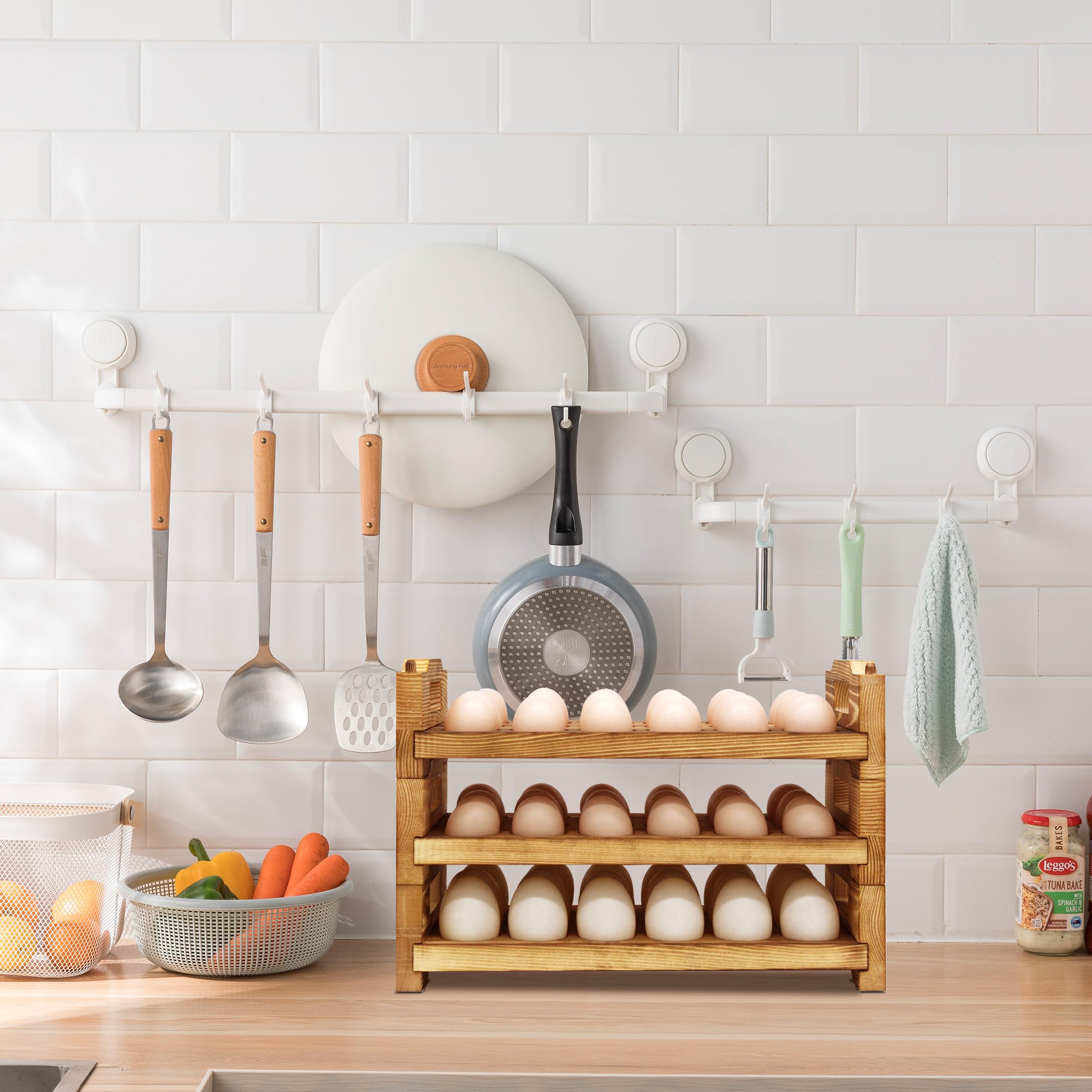 CVHOMEDECO porta-huevos-doble-mango, movilidad fácil para mesa o mostrador.