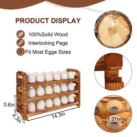 CVHOMEDECO porta-huevos madera, diseño rústico para decoración y almacenamiento en cocina.