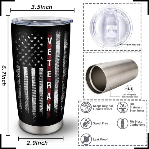 CVROY vaso termico 20oz regalo perfecto para veteranos o entusiastas
