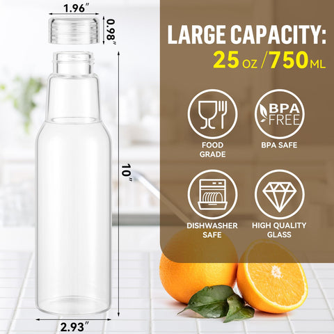 Botellas de vidrio CWHHRN transparentes para jugos y batidos.