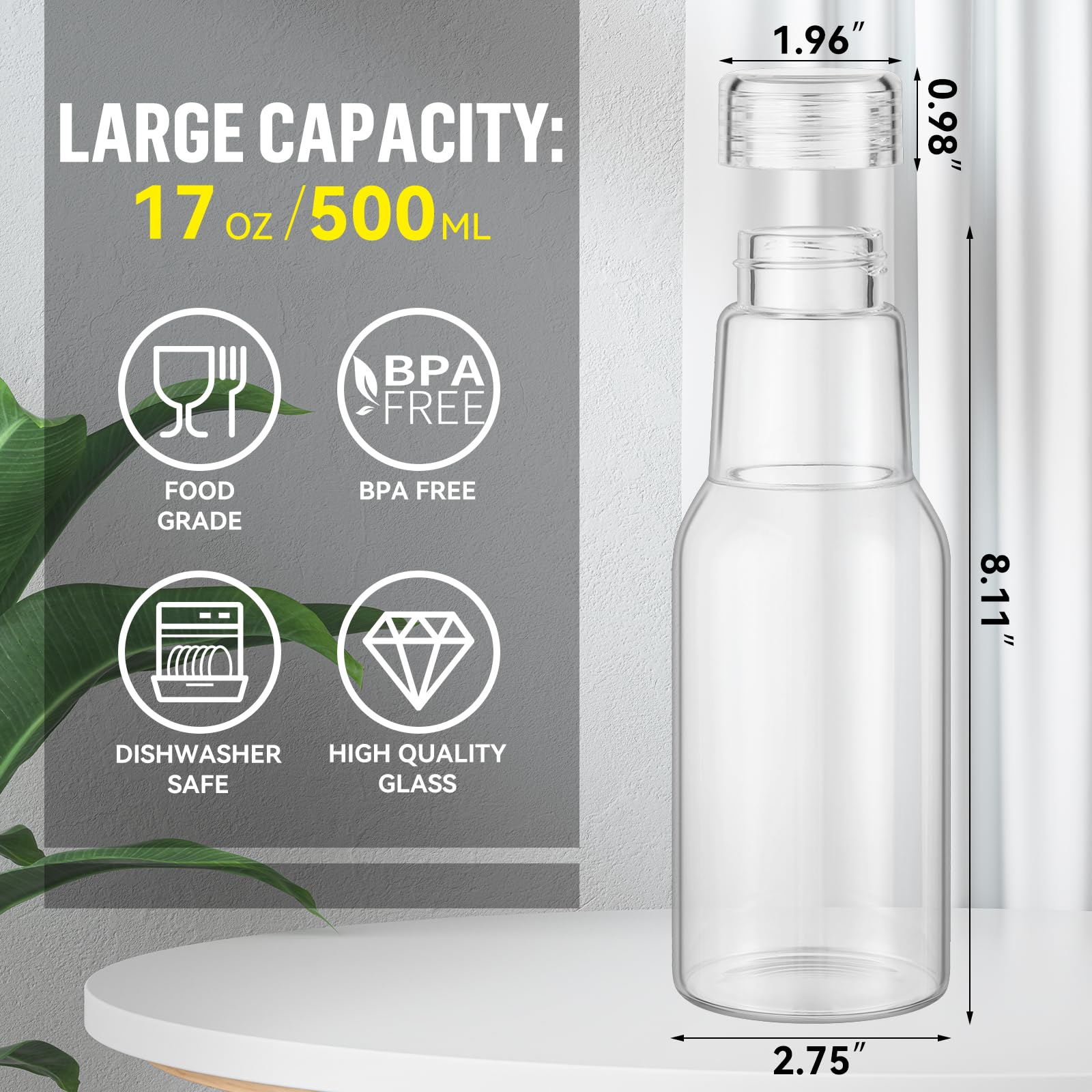 Cristal borosilicato claro y resistente en botellas CWHHRN
