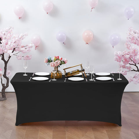 CWK cubierta de mesa 6ft negro, diseño elástico que abraza la mesa rectangular