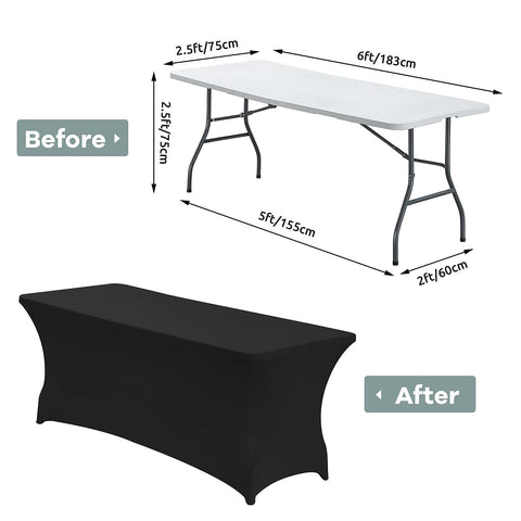 CWK cubierta de mesa 6ft negro, muestra elasticidad, montaje rápido para banquetes