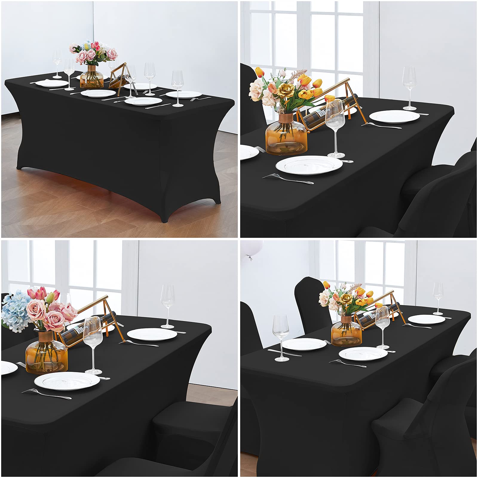 CWK funda para mesa 6ft negro, fácil instalación con bolsillos elásticos