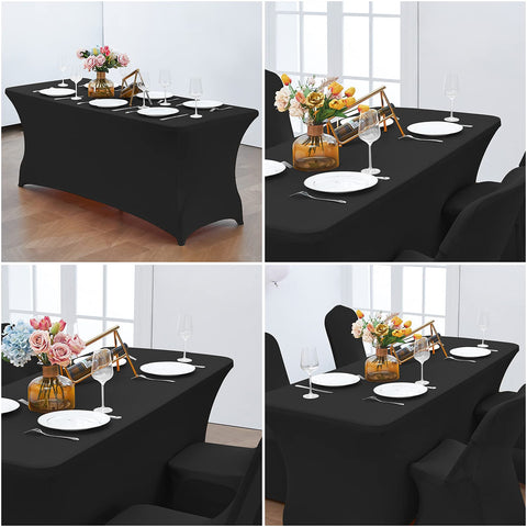CWK funda para mesa 6ft negro, fácil instalación con bolsillos elásticos